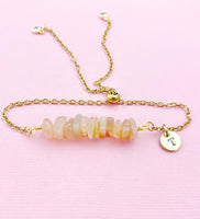 Sunstone Bracelet, Silver or Gold, Natural Sunstone Gemstone Jewelry, N6130B