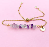 Fluorite Bracelet, Silver or Gold, Natural Fluorite Gemstone Jewelry, N6131B