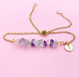 Fluorite Bracelet, Silver or Gold, Natural Fluorite Gemstone Jewelry, N6131B