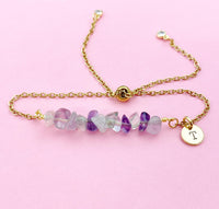 Fluorite Bracelet, Silver or Gold, Natural Fluorite Gemstone Jewelry, N6131B