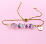 Fluorite Bracelet, Silver or Gold, Natural Fluorite Gemstone Jewelry, N6131B
