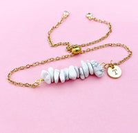 Howlite Bracelet, Silver or Gold, Natural Howlite Gemstone Jewelry, N6132B
