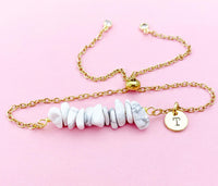 Howlite Bracelet, Silver or Gold, Natural Howlite Gemstone Jewelry, N6132B