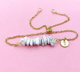 Howlite Bracelet, Silver or Gold, Natural Howlite Gemstone Jewelry, N6132B