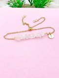 Rose Quartz Bracelet, Silver or Gold Natural Rose Quartz Gemstone Jewelry, N6133B