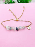Rutilated Quartz Bracelet, Silver or Gold Natural Rutilated Quartz Gemstone Jewelry, N6134B