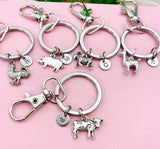 Farm Animal Charm Keychain, Cow Rooster Chicken Pig Goat Llama Option, N2