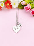 Big Sis Necklace, Heart, Big Sister Middle Sister Little Sister, Sisters Jewelry, Sister Gift, D570