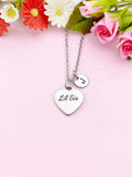 Lil Sis Necklace, Heart, Big Sister Middle Sister Little Sister, Sisters Jewelry, Sister Gift, D572