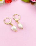 Gold Natural Pearl Potato Charm Earrings, Yellow, N5964