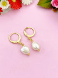 Gold Natural Pearl Potato Charm Earrings, Yellow, N5964