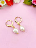 Gold Natural Pearl Potato Charm Earrings, Yellow, N5964