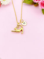 Stretching Cat Charm Gold Necklace, N6148