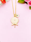 Lollipop Charm Gold Necklace, Candy Jewelry, N6151