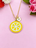 Lemon Slice Charm Gold Necklace, Foodie Vegetable Vegi Jewelry, N6155