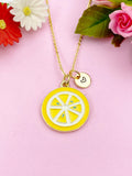 Lemon Slice Charm Gold Necklace, Foodie Vegetable Vegi Jewelry, N6155