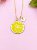 Lemon Slice Charm Gold Necklace, Foodie Jewelry, N6156