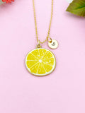 Lemon Slice Charm Gold Necklace, Foodie Jewelry, N6156