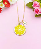 Lemon Slice Charm Gold Necklace, Foodie Jewelry, N6156