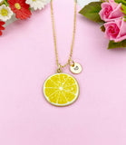 Lemon Slice Charm Gold Necklace, Foodie Jewelry, N6156
