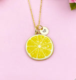 Lemon Slice Charm Gold Necklace, Foodie Jewelry, N6156