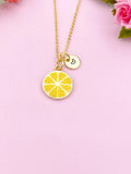 Orange Slice Charm Gold Necklace, Foodie Jewelry, N6159
