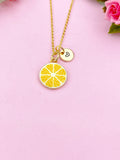 Orange Slice Charm Gold Necklace, Foodie Jewelry, N6159