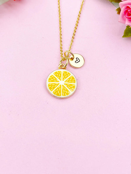 Orange Slice Charm Gold Necklace, Foodie Jewelry, N6159