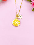 Orange Slice Charm Gold Necklace, Foodie Jewelry, N6159