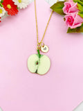 Apple Slice Charm Gold Necklace, Green Apple, Foodie Jewelry, N6160