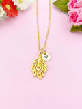 Peacock Feather Charm Gold Necklace, N6165