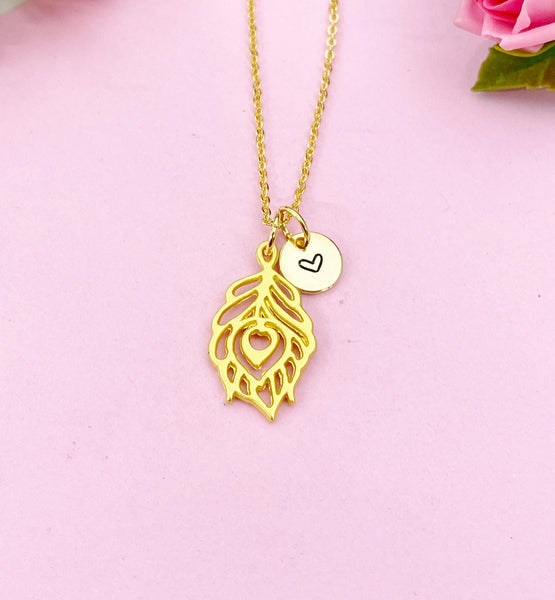 Peacock Feather Charm Gold Necklace, N6165