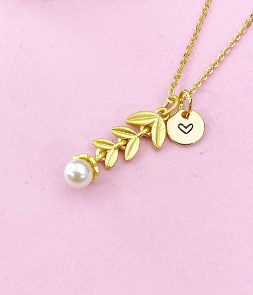 Olive Branch Charm Gold Necklace, N6174