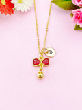 Bowknot with Bell Charm Gold Necklace, N6176