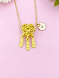 Dreamcatcher Heart Feather Charm Gold Necklace, N6178