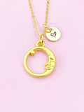 Moon Face Charm Gold Necklace, N6179