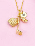 Ingot Dustpan Rake Charm Gold Necklace, N6181