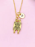 Torah Scroll Star of David Charm Gold Necklace, N6182
