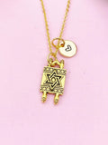 Torah Scroll Star of David Charm Gold Necklace, N6182