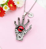 Halloween Red Eye Hand Necklace, Skull Red Eye Hand, Halloween Gift, N6194
