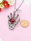 Halloween Red Eye Hand Necklace, Skull Red Eye Hand, Halloween Gift, N6194