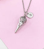Halloween Raven Bird Skull Necklace, Gothic Jewelry, Halloween Gift, N6195