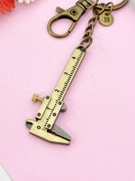 Vernier Caliper Keychain, Bronze Vernier Caliper Measuring Jewelry Gift, N6198