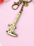 Vernier Caliper Keychain, Bronze Vernier Caliper Measuring Jewelry Gift, N6198