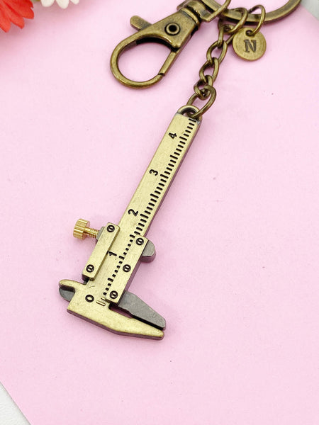 Vernier Caliper Keychain, Bronze Vernier Caliper Measuring Jewelry Gift, N6198