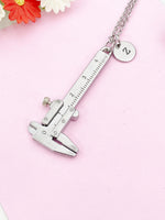 Vernier Caliper Charm Silver Necklace, Vernier Caliper Jewelry Gift, N6199