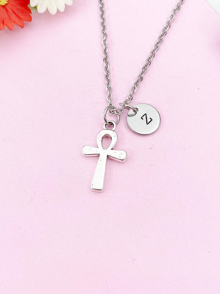 Ankh Egypt Cross Charm Silver Necklace, Ankh Egypt Cross  Jewelry Gift, N6200
