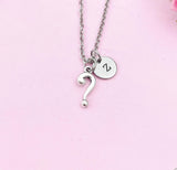 Curious Necklace, Question Mark Punctuation Charm Silver Necklace, Question Mark Curious Jewelry Gift, N6202