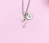 Curious Necklace, Question Mark Punctuation Charm Silver Necklace, Question Mark Curious Jewelry Gift, N6202