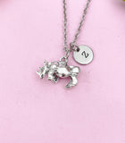 Rhinoceros Charm Silver Necklace, Rhino Jewelry Gift, N6203